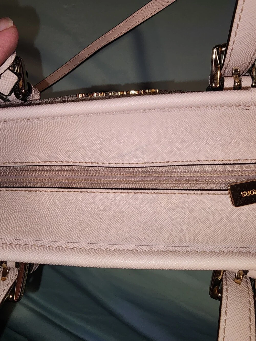 Michael Kors Jet Set Signature Monogram Light Pink and Beige Crossbody Purse